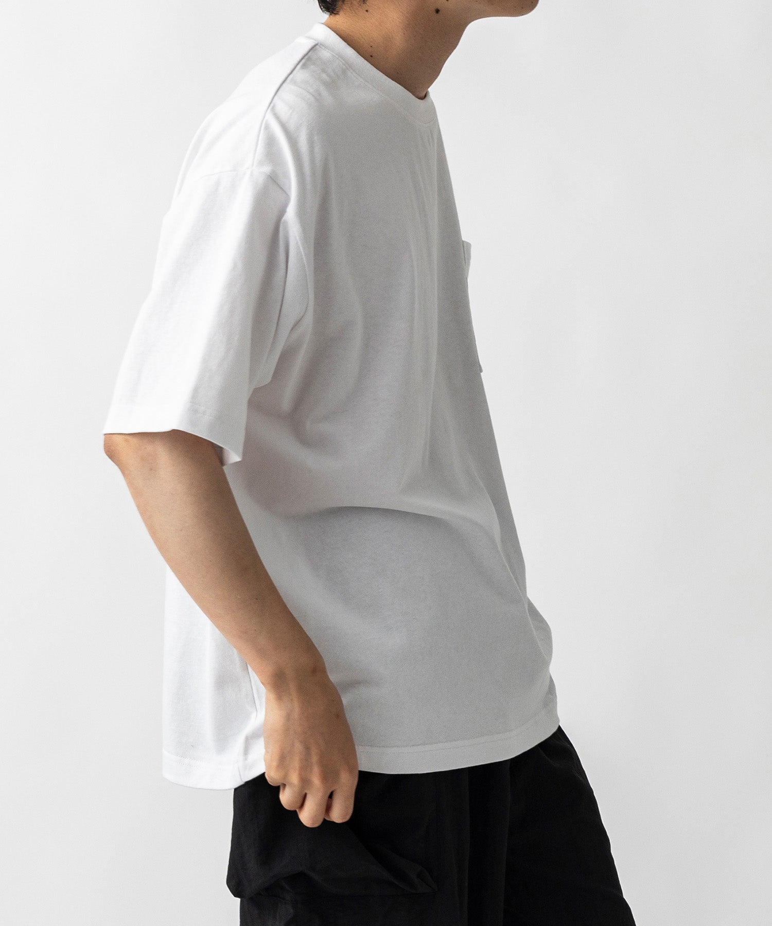 【MENS】ビッグシルエット ワンポイント刺繍 ポケット 半袖Tシャツ /inhabitant(インハビタント)