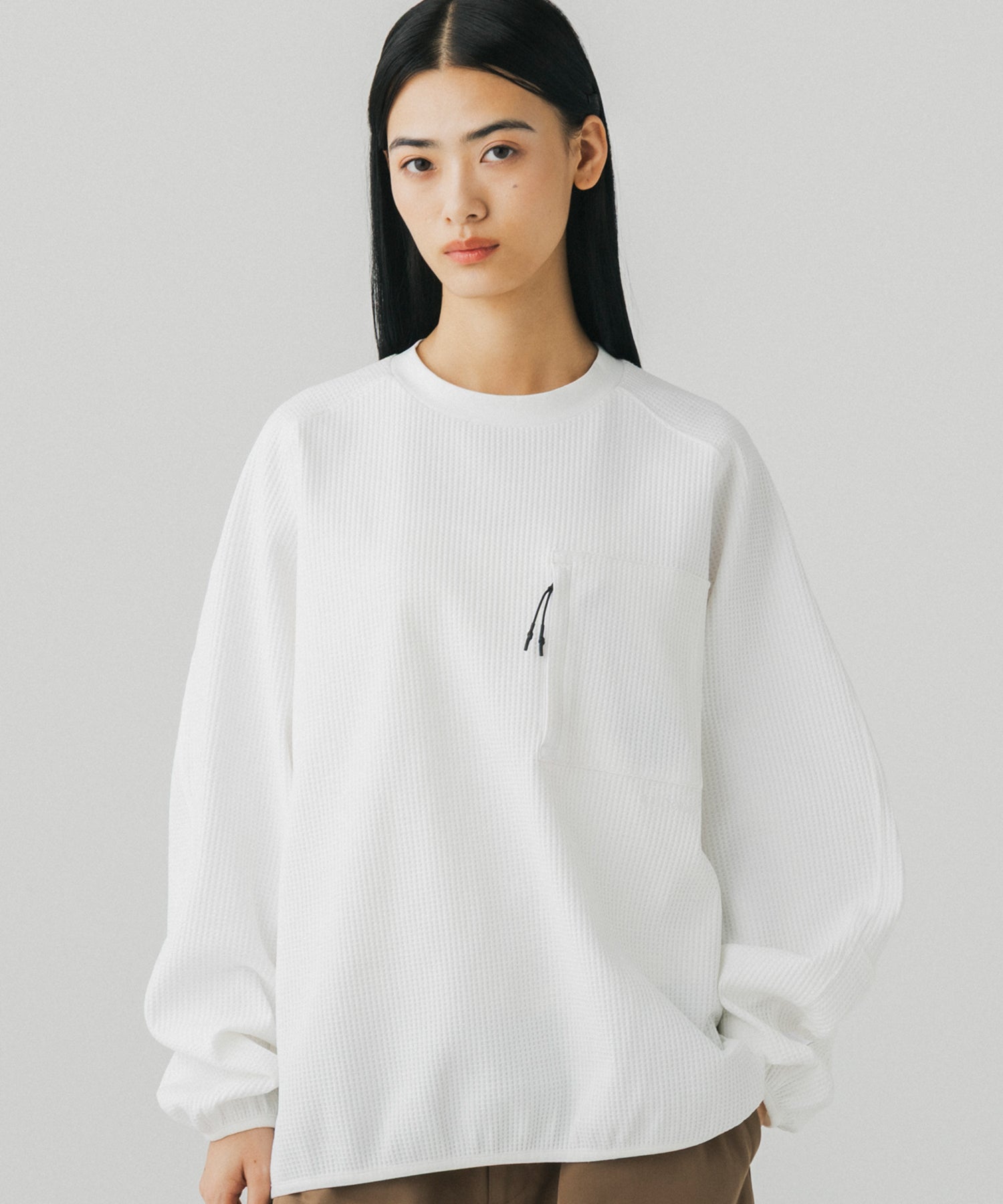 WAFFLE SCULPTED SLEEVE LONG SLEEVE TEE / ワッフルスカルプテッド