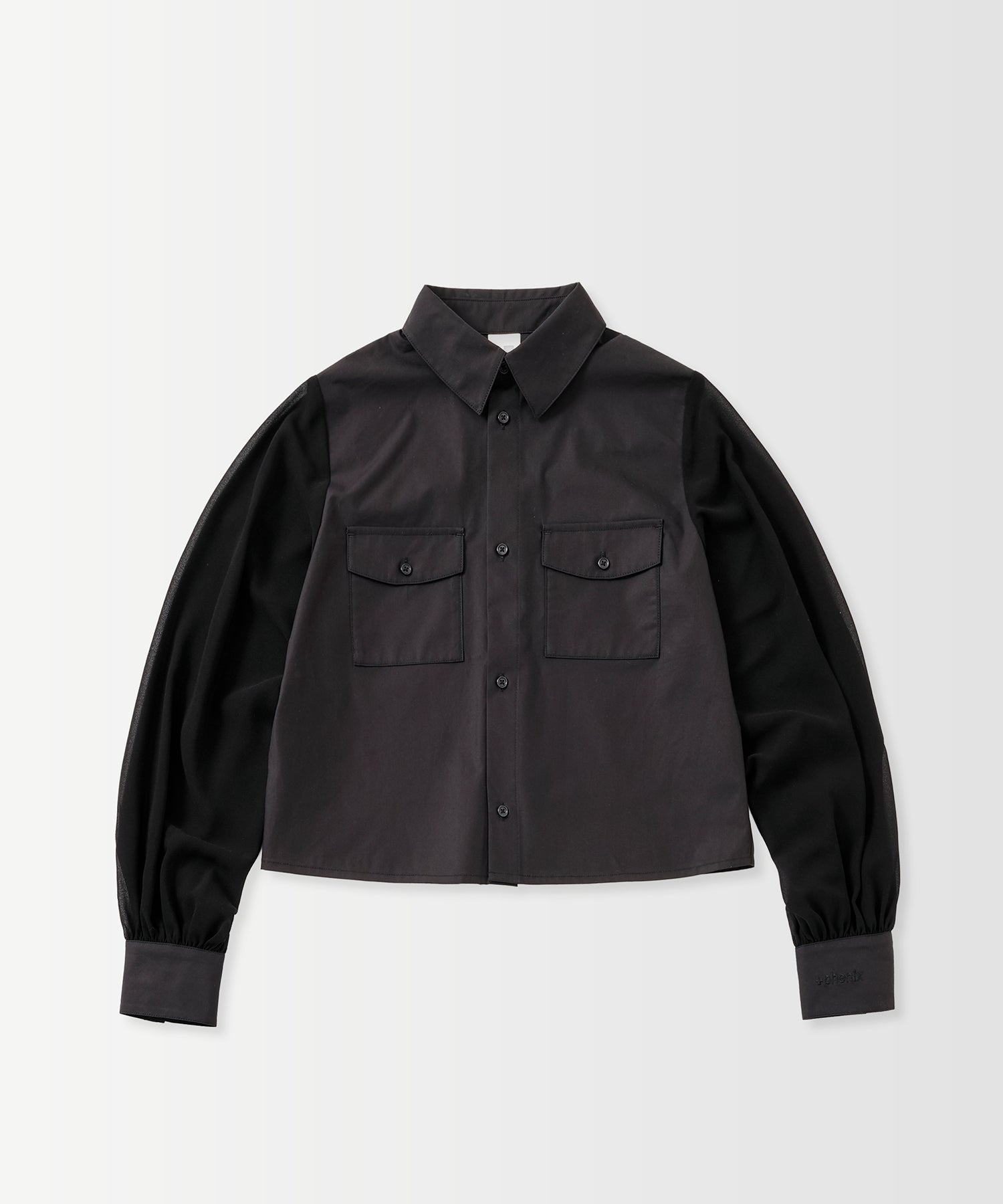 SHEER SLEEVE CROPPED SHIRT / シアースリーブ クロップドシャツ
