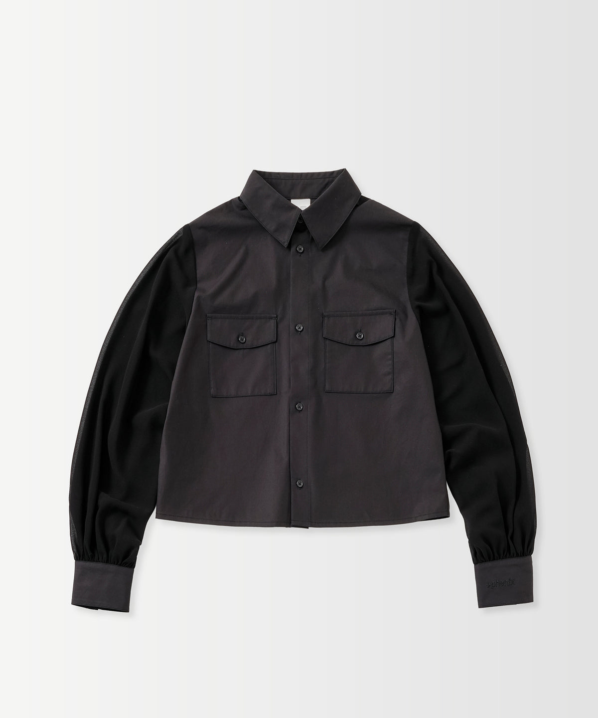 SHEER SLEEVE CROPPED SHIRT / シアースリーブ クロップドシャツ