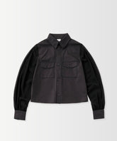 SHEER SLEEVE CROPPED SHIRT / シアースリーブ クロップドシャツ