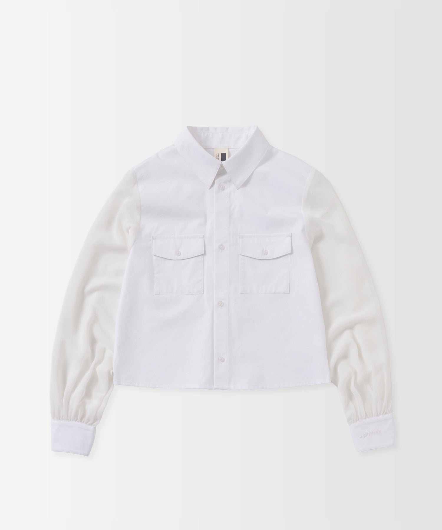 SHEER SLEEVE CROPPED SHIRT / シアースリーブ クロップドシャツ