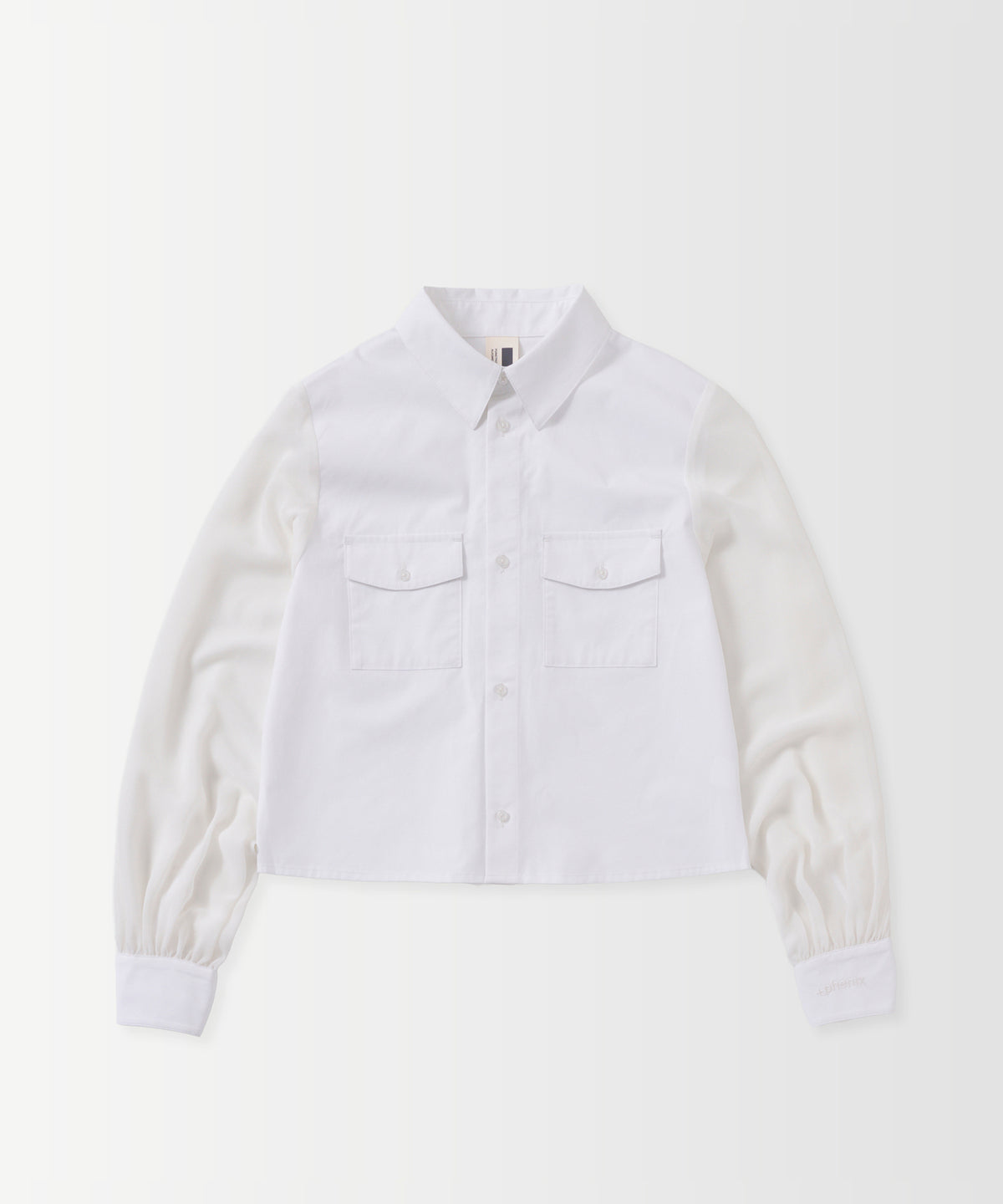 SHEER SLEEVE CROPPED SHIRT / シアースリーブ クロップドシャツ