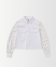 SHEER SLEEVE CROPPED SHIRT / シアースリーブ クロップドシャツ