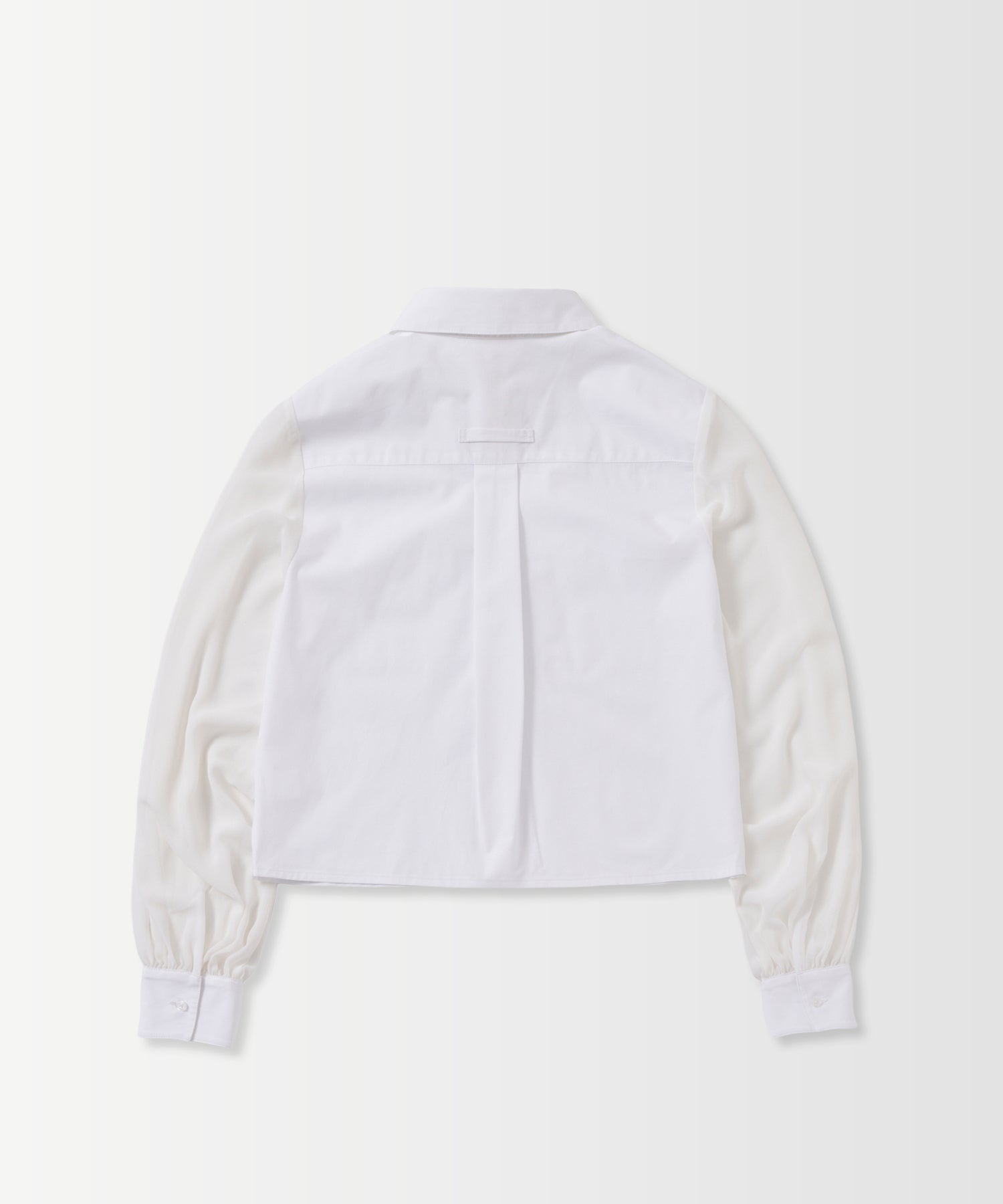 SHEER SLEEVE CROPPED SHIRT / シアースリーブ クロップドシャツ