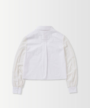 SHEER SLEEVE CROPPED SHIRT / シアースリーブ クロップドシャツ