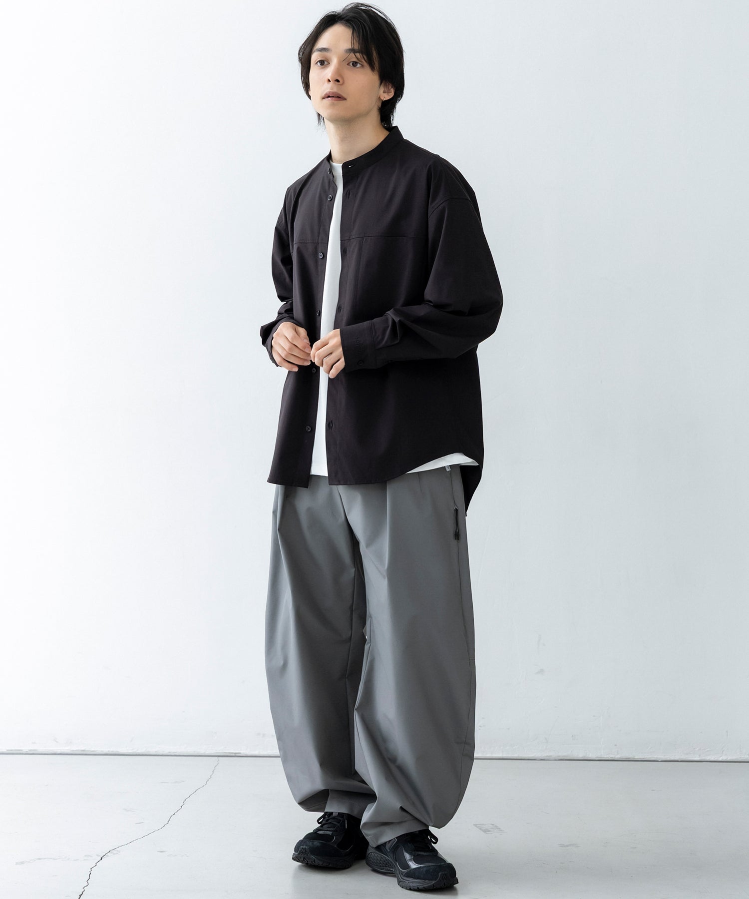 SEAM POCKET BAND COLLAR SHIRT / シームポケット バンドカラーシャツ