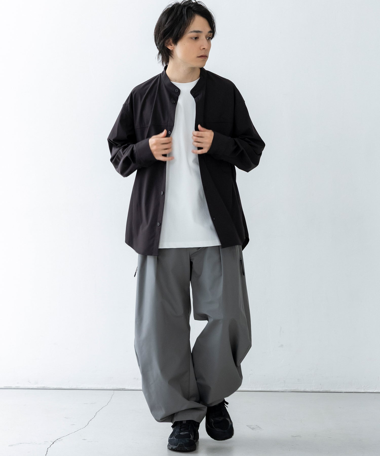 SEAM POCKET BAND COLLAR SHIRT / シームポケット バンドカラーシャツ