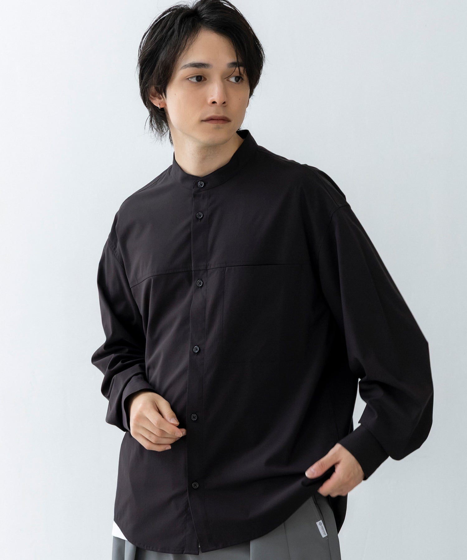 SEAM POCKET BAND COLLAR SHIRT / シームポケット バンドカラーシャツ