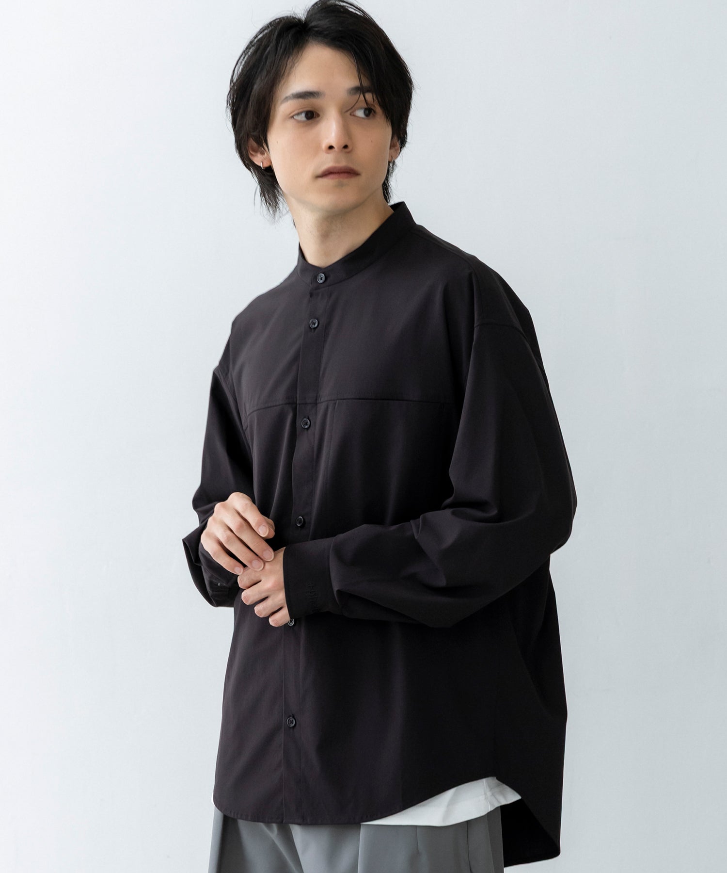SEAM POCKET BAND COLLAR SHIRT / シームポケット バンドカラーシャツ