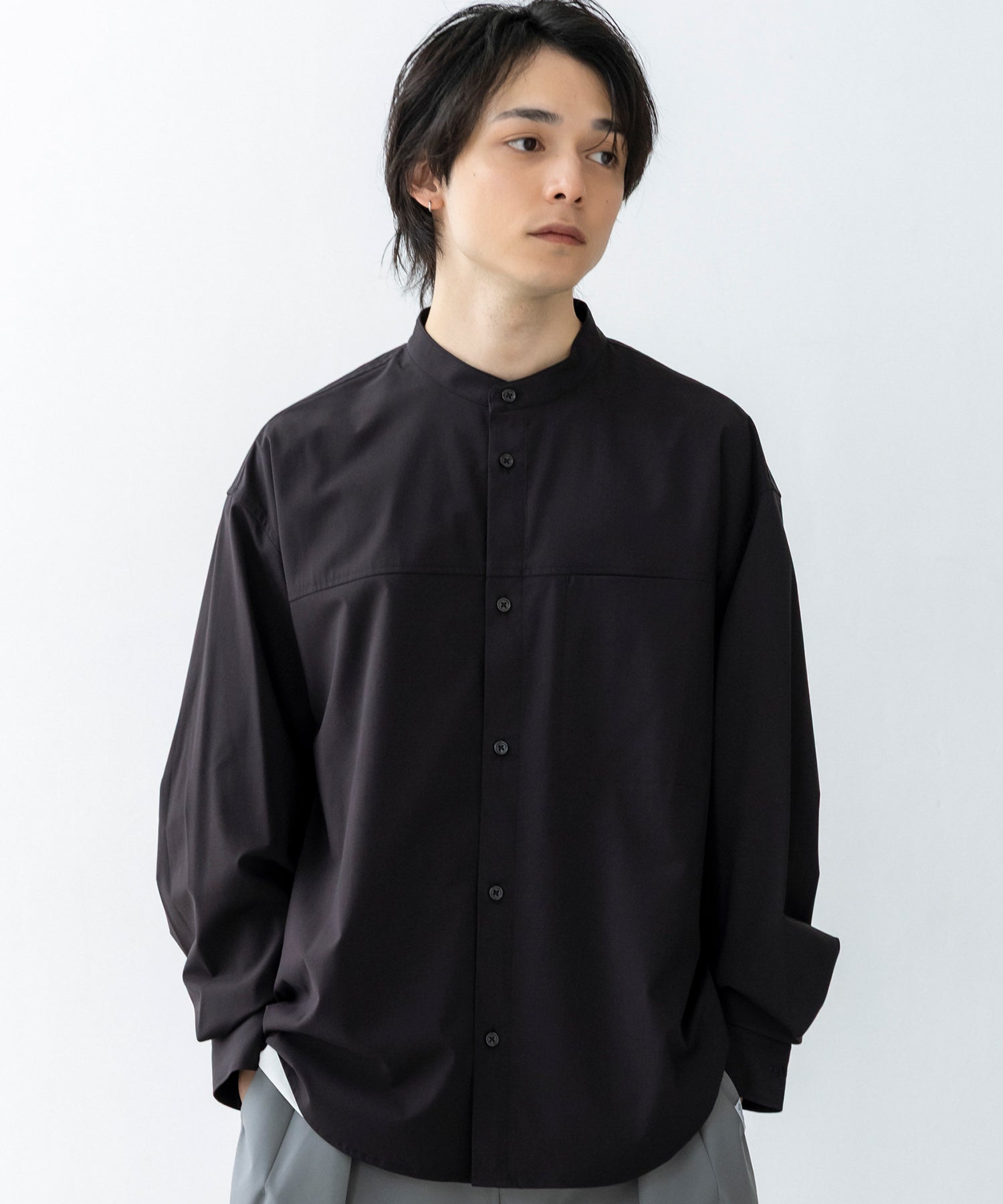SEAM POCKET BAND COLLAR SHIRT / シームポケット バンドカラーシャツ