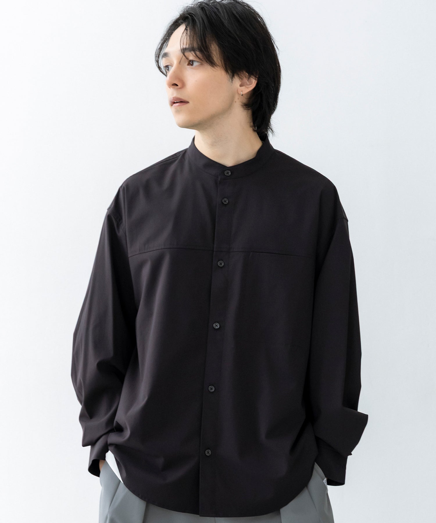 SEAM POCKET BAND COLLAR SHIRT / シームポケット バンドカラーシャツ