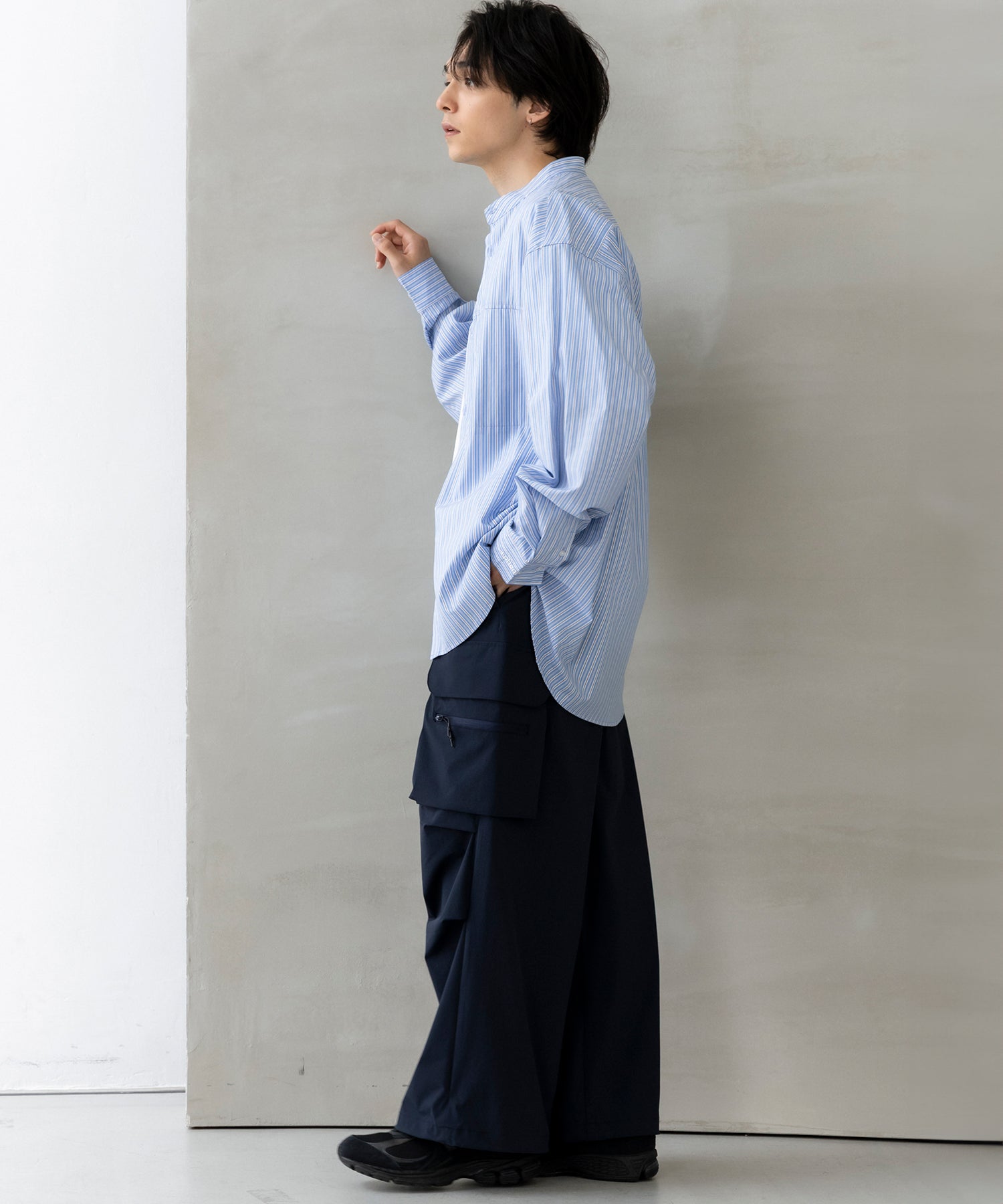 SEAM POCKET BAND COLLAR SHIRT / シームポケット バンドカラーシャツ