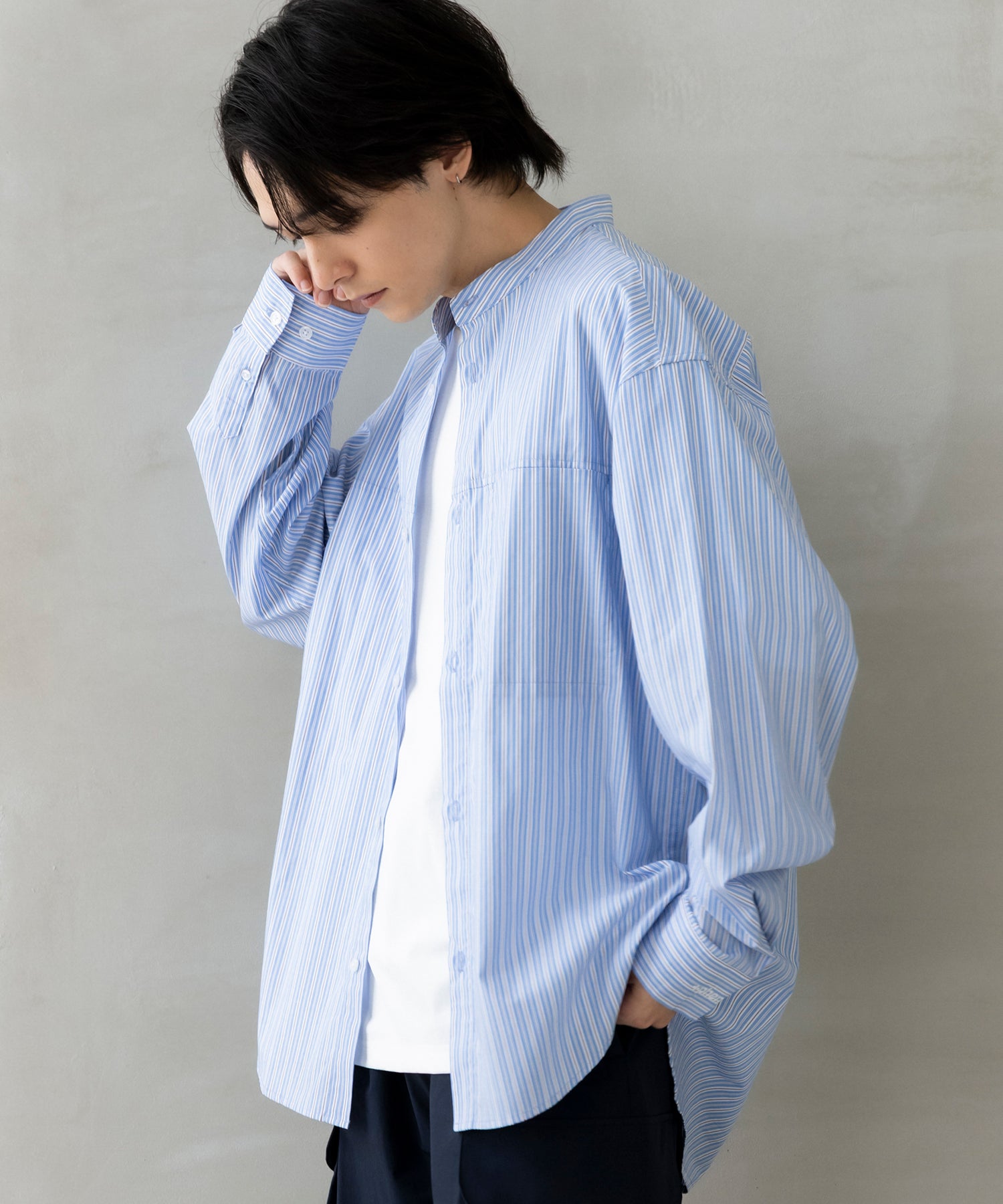 SEAM POCKET BAND COLLAR SHIRT / シームポケット バンドカラーシャツ