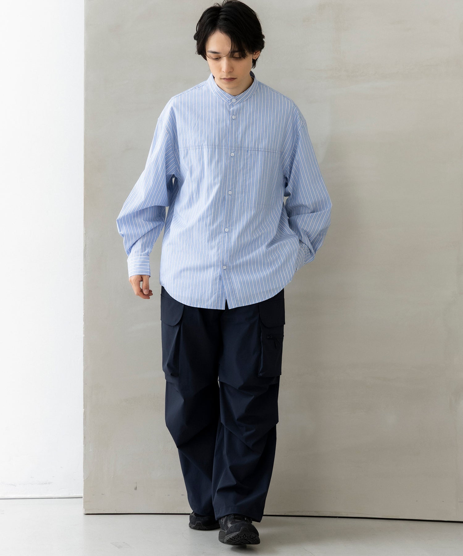 SEAM POCKET BAND COLLAR SHIRT / シームポケット バンドカラーシャツ