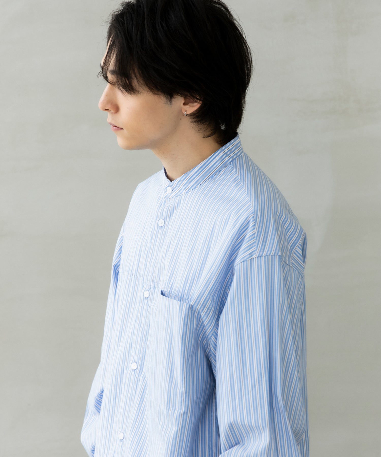 SEAM POCKET BAND COLLAR SHIRT / シームポケット バンドカラーシャツ