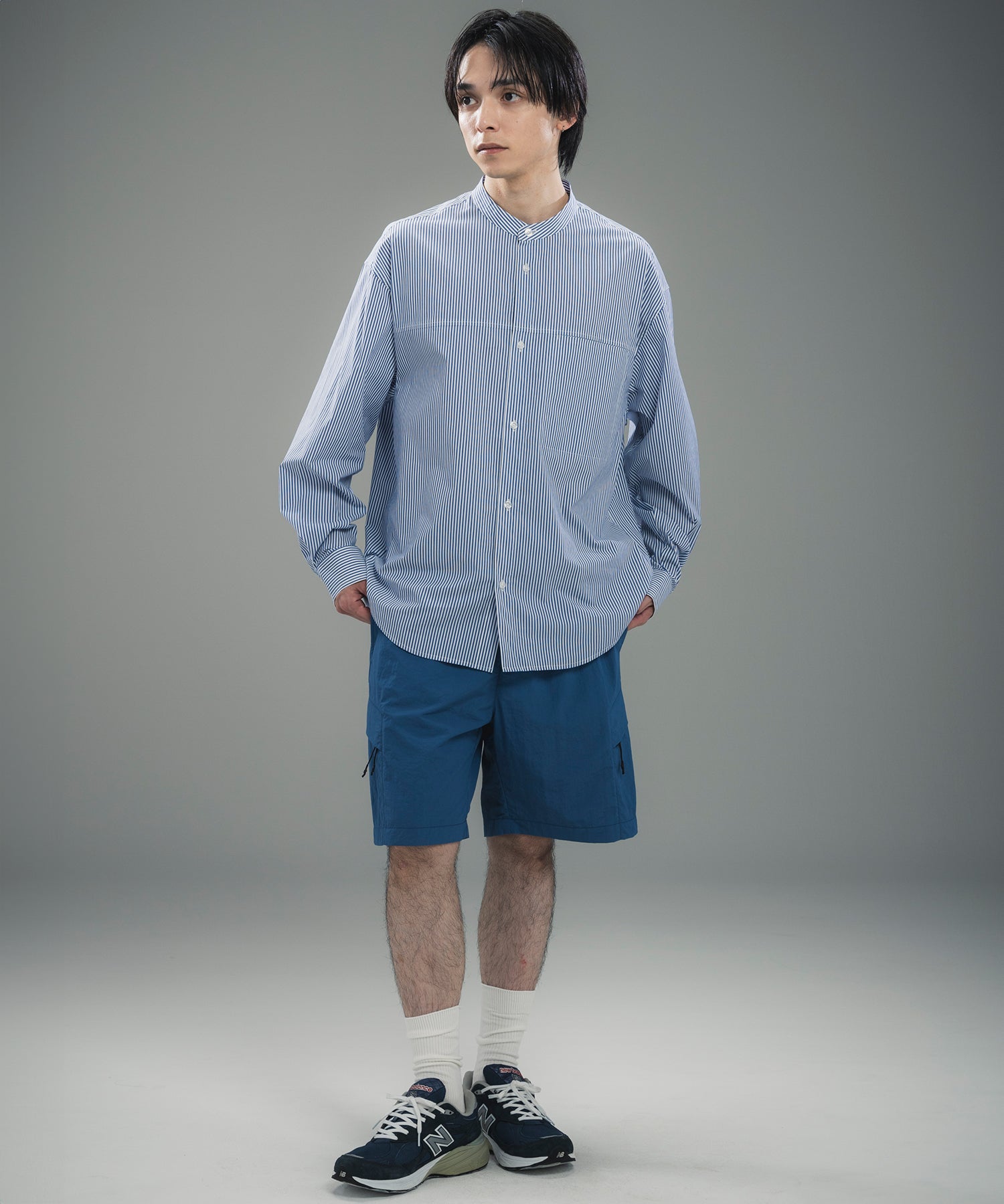 SEAM POCKET BAND COLLAR SHIRT / シームポケット バンドカラーシャツ