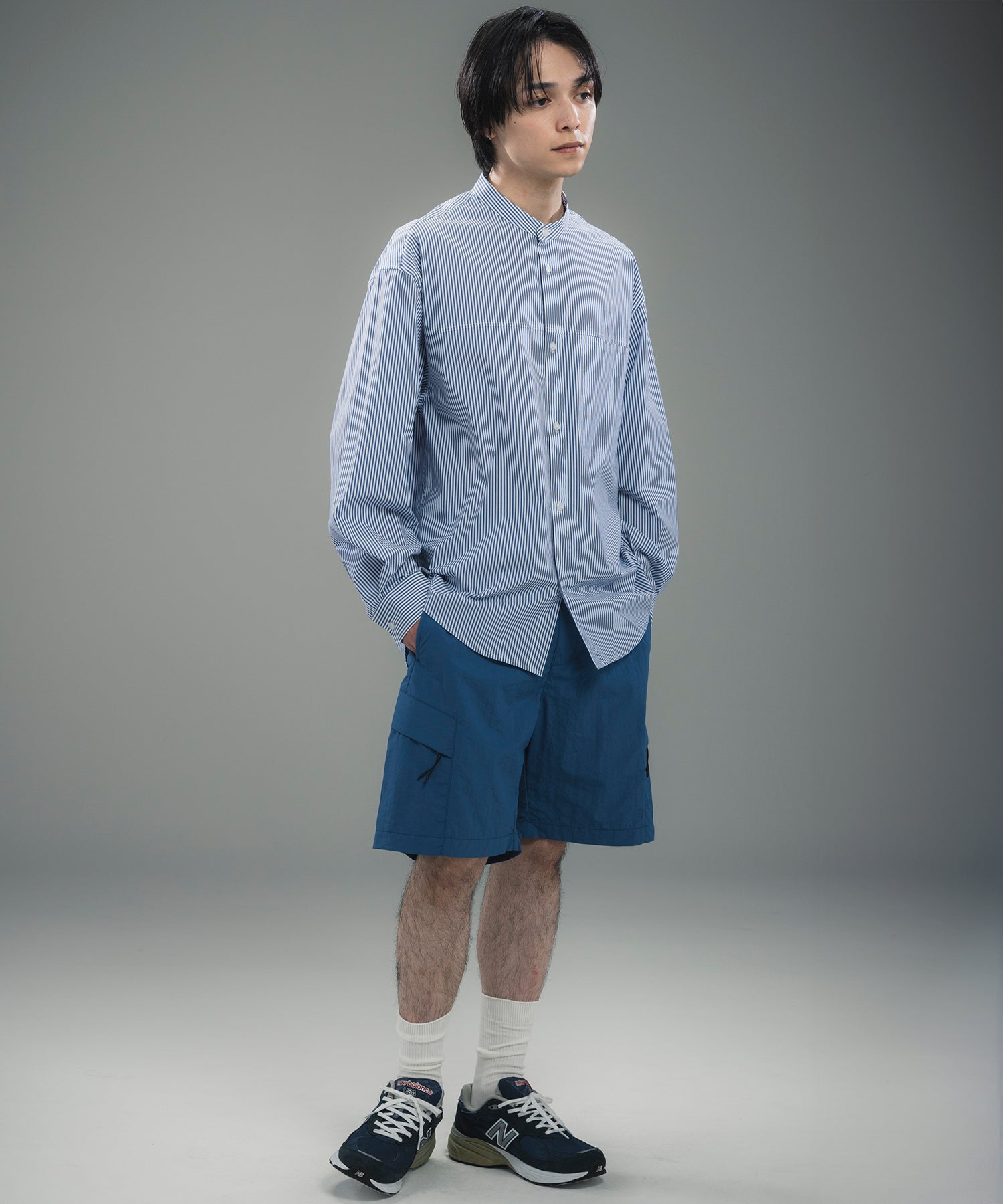 SEAM POCKET BAND COLLAR SHIRT / シームポケット バンドカラーシャツ