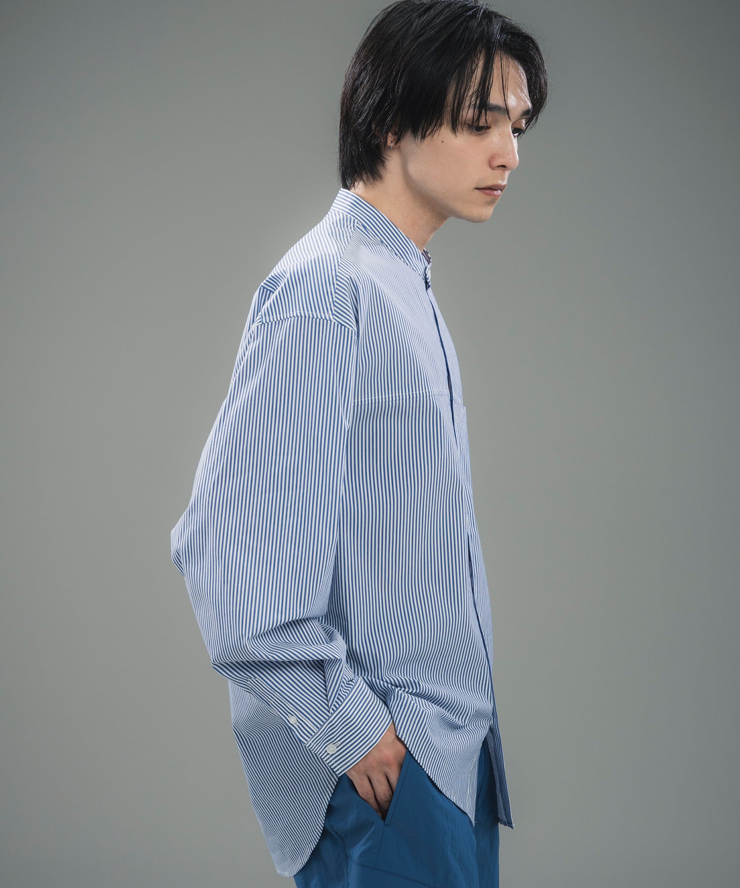 SEAM POCKET BAND COLLAR SHIRT / シームポケット バンドカラーシャツ