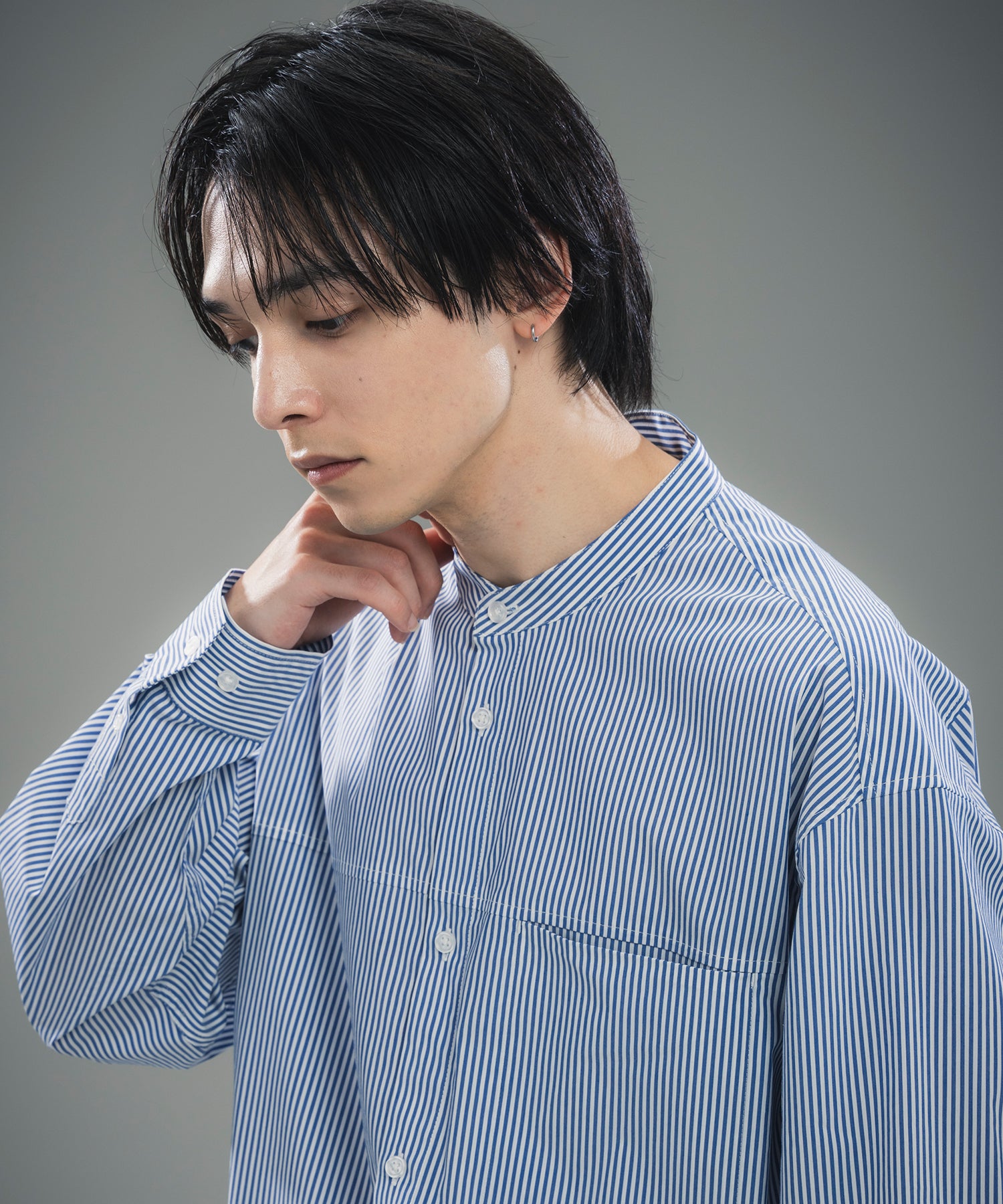 SEAM POCKET BAND COLLAR SHIRT / シームポケット バンドカラーシャツ
