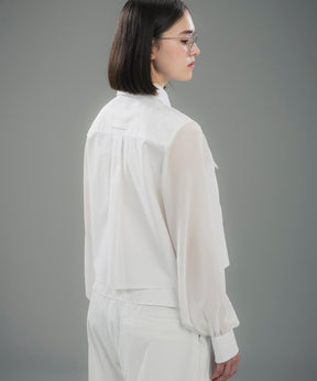 SHEER SLEEVE CROPPED SHIRT / シアースリーブ クロップドシャツ