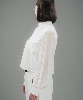 SHEER SLEEVE CROPPED SHIRT / シアースリーブ クロップドシャツ