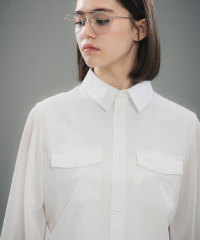 SHEER SLEEVE CROPPED SHIRT / シアースリーブ クロップドシャツ