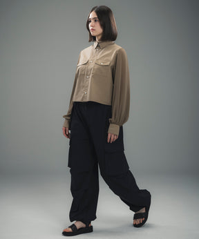SHEER SLEEVE CROPPED SHIRT / シアースリーブ クロップドシャツ