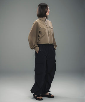 SHEER SLEEVE CROPPED SHIRT / シアースリーブ クロップドシャツ