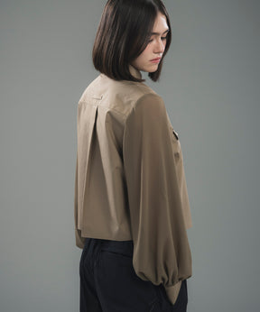 SHEER SLEEVE CROPPED SHIRT / シアースリーブ クロップドシャツ