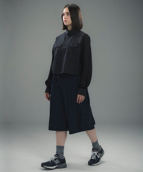 SHEER SLEEVE CROPPED SHIRT / シアースリーブ クロップドシャツ