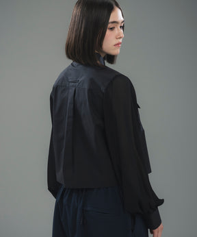 SHEER SLEEVE CROPPED SHIRT / シアースリーブ クロップドシャツ