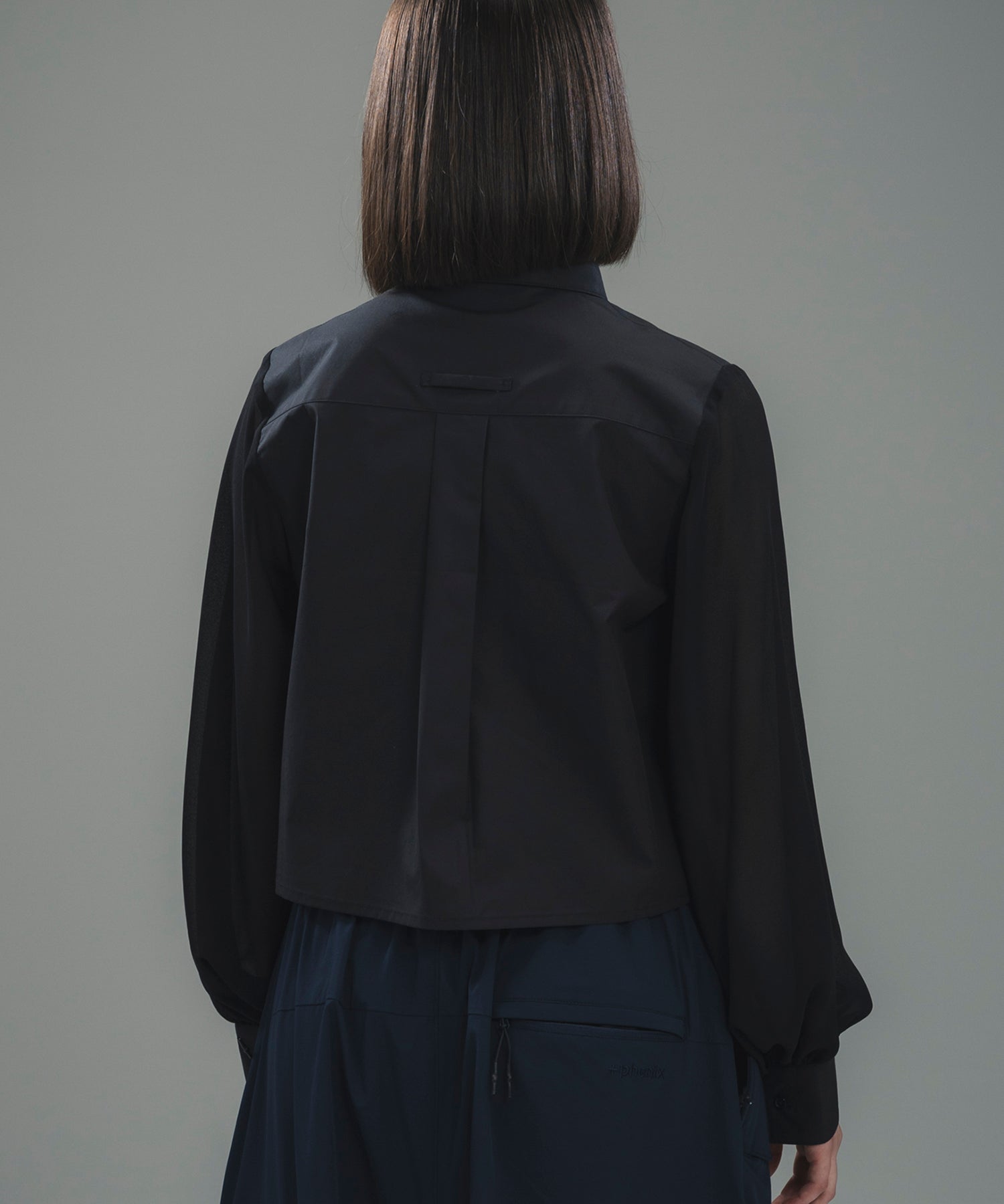 SHEER SLEEVE CROPPED SHIRT / シアースリーブ クロップドシャツ