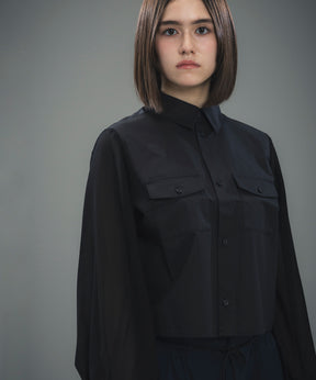 SHEER SLEEVE CROPPED SHIRT / シアースリーブ クロップドシャツ