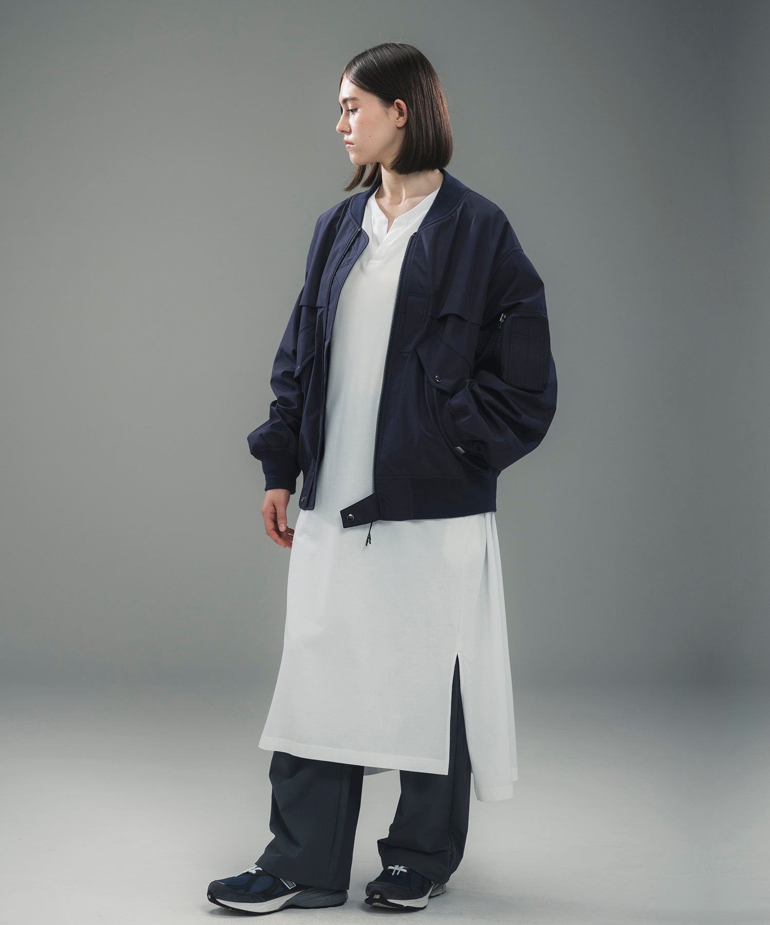 LONG CUFF CUT-AND-SEW DRESS / ロングカフ カットソードレス