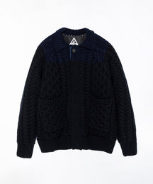AERO STILL MERINO WOOL GRADATION KNIT CARDIGAN