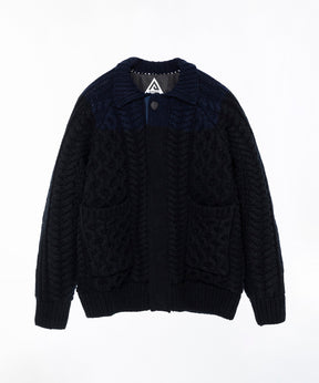 AERO STILL MERINO WOOL GRADATION KNIT CARDIGAN