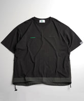 【MENS】ビッグシルエット フロントプリント 切替 半袖ドロストTシャツ /inhabitant(インハビタント)