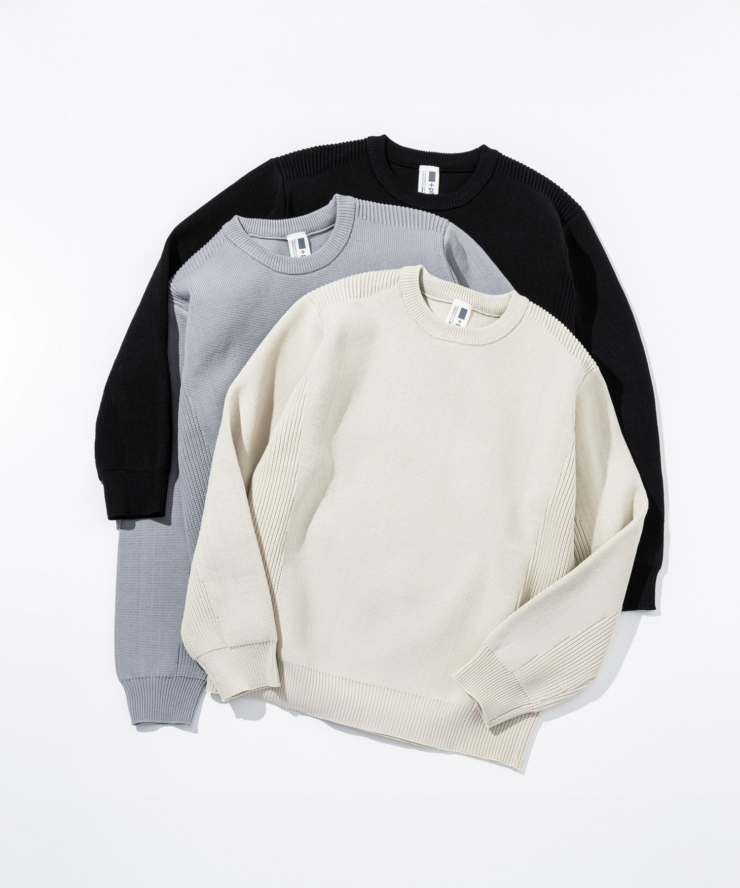 【MENS】HYBRID KNITTED LONG SLEEVE PULL OVER  ハイブリッドニット ロングスリーブプルオーバー / +phenix(プラスフェニックス)
