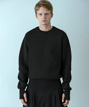 【MENS】HYBRID KNITTED LONG RIB PULL OVER  ハイブリッドニット ロングリブプルオーバー / +phenix(プラスフェニックス)