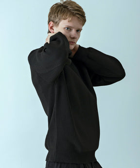 【MENS】HYBRID KNITTED LONG SLEEVE PULL OVER  ハイブリッドニット ロングスリーブプルオーバー / +phenix(プラスフェニックス)