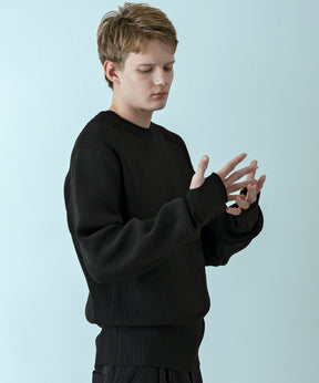 【MENS】HYBRID KNITTED LONG RIB PULL OVER  ハイブリッドニット ロングリブプルオーバー / +phenix(プラスフェニックス)