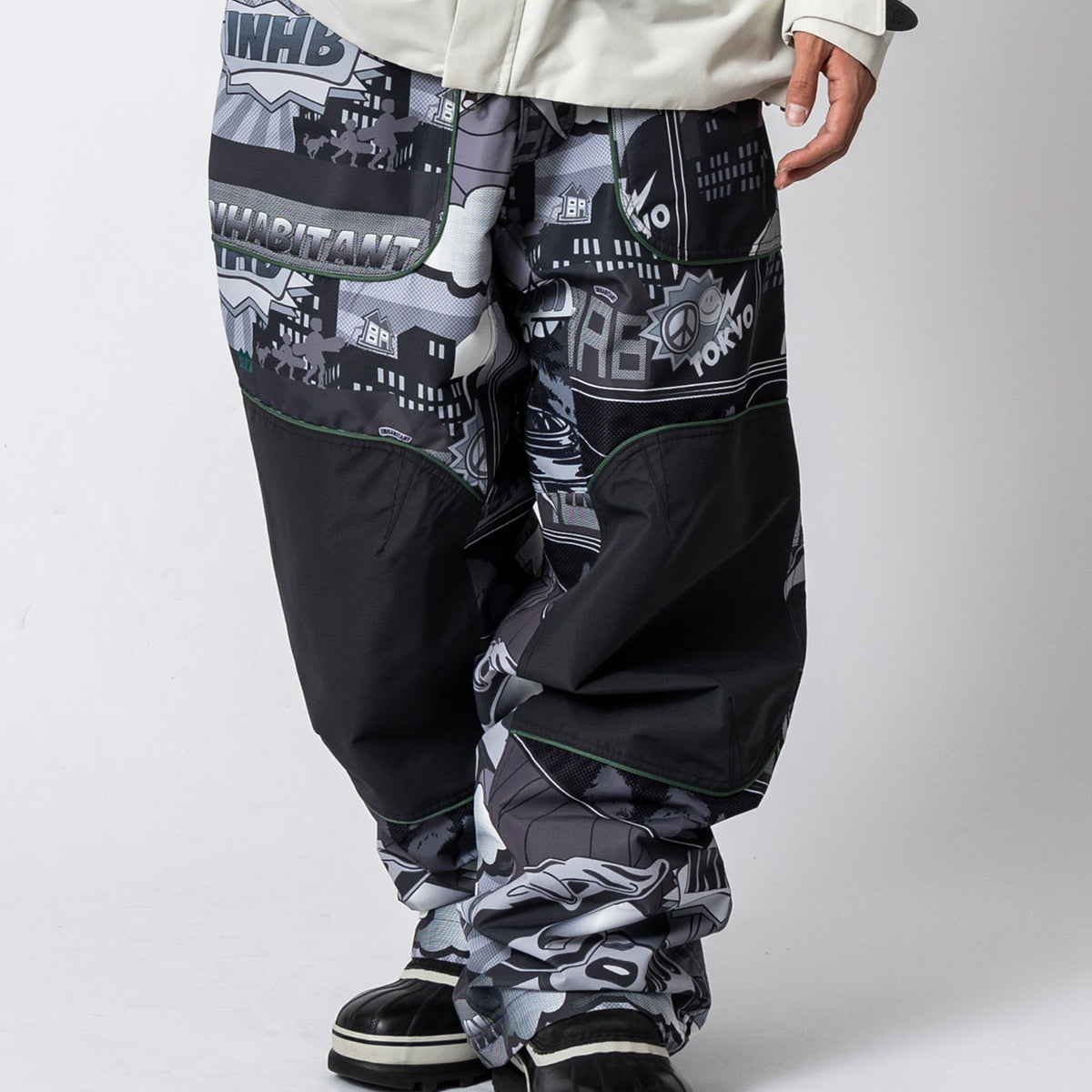 INHABITANT スノーボードパンツ Mサイズ MENS】PIPING LINE SNOW PANTS パイピングラインスノーパンツ