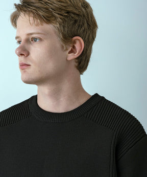 【MENS】HYBRID KNITTED LONG RIB PULL OVER  ハイブリッドニット ロングリブプルオーバー / +phenix(プラスフェニックス)