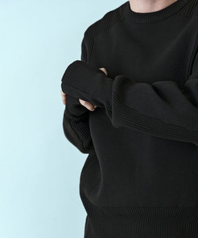 【MENS】HYBRID KNITTED LONG RIB PULL OVER  ハイブリッドニット ロングリブプルオーバー / +phenix(プラスフェニックス)