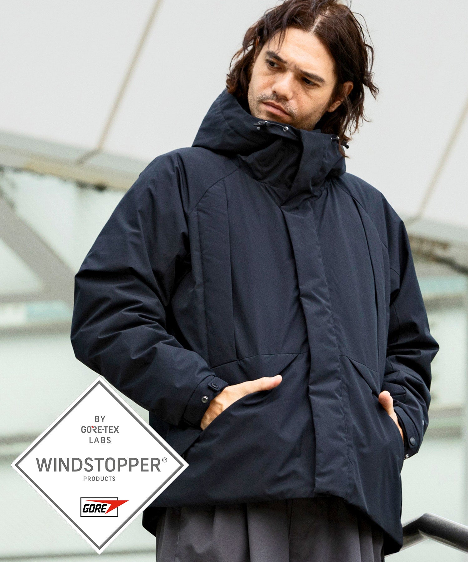 【MENS】DOUBLE POCKET DOWN JACKET ダブルポケット ダウンジャケット ウィンドストッパー / WINDSTOPPER(R) プロダクト by GORE TEX LABS +phenix(プラスフェニックス)