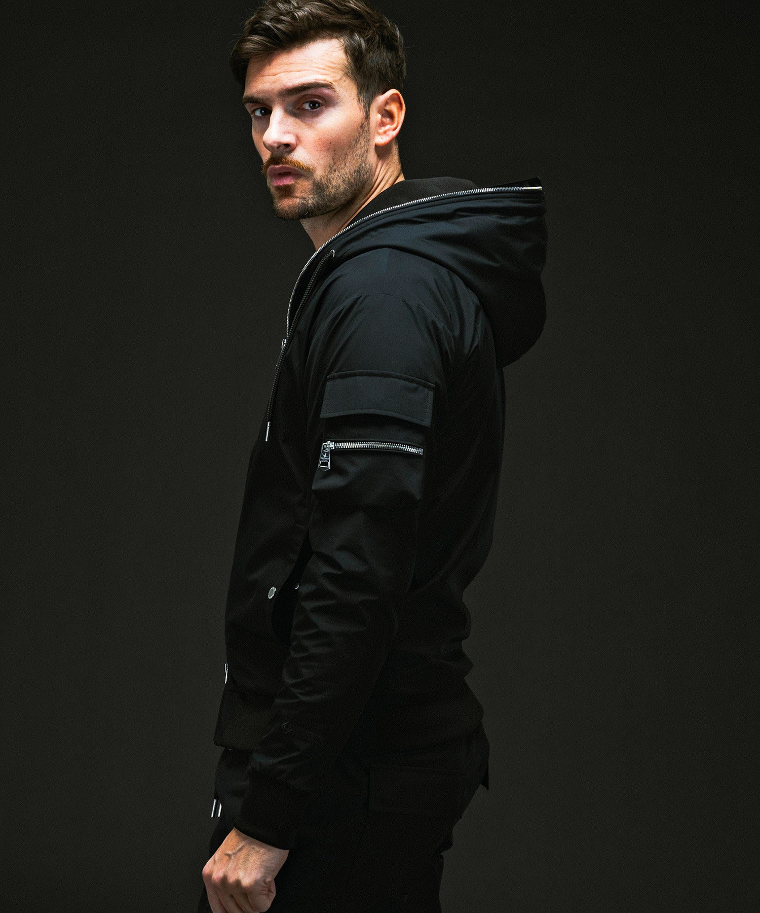 PLUS COLLABO. LUXURIOUS ZIP BIKER HOODIE プラス コラボ ラグジュアリー ジップ バイカー フーディー WINDSTOPPER プロダクト by GORE-TEX LABS /ウィンドストッパー/ゴアテックス