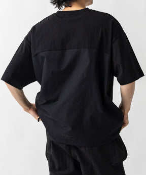【MENS】ビッグシルエット フロントプリント 切替 半袖ドロストTシャツ /inhabitant(インハビタント)