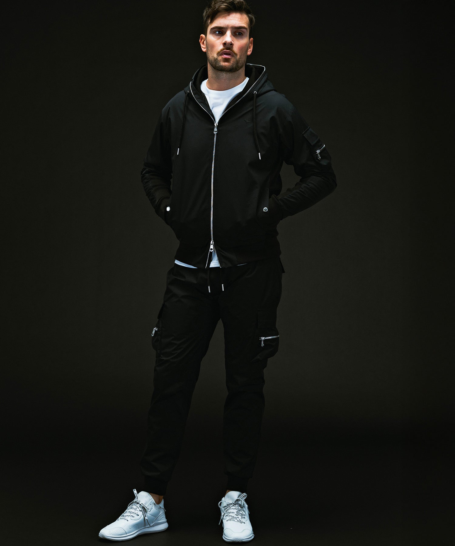 PLUS COLLABO. LUXURIOUS ZIP BIKER HOODIE