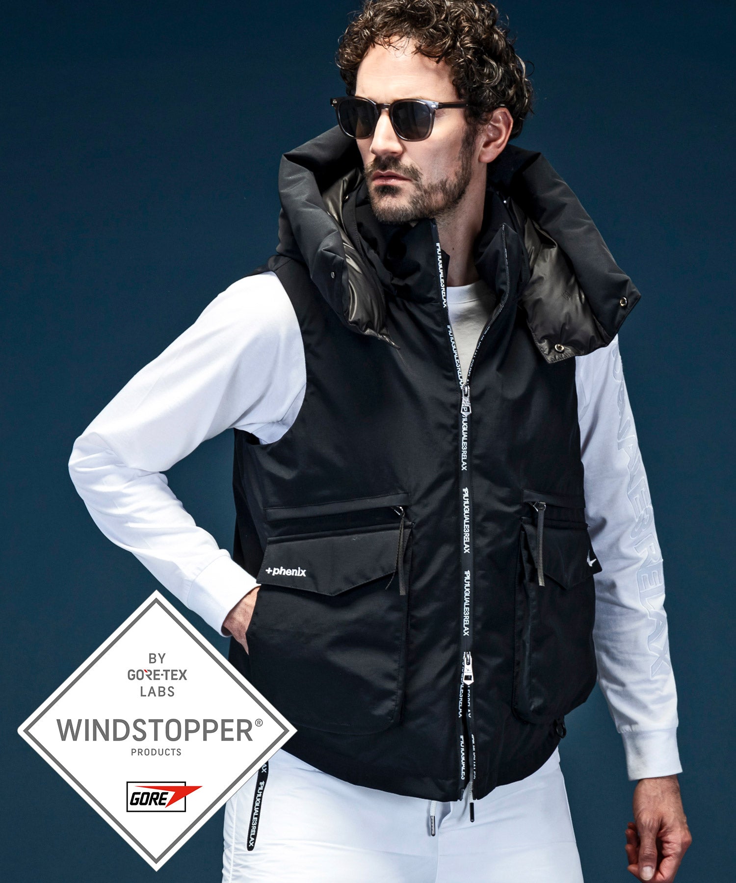 【10月中旬お届け】【MENS】GTX DOWN VEST ダウンベスト / WINDSTOPPER(R) プロダクト by GORE-TEX LABS /ウィンドストッパー/ゴアテックス/1PIU1UGUALE3 RELAX × +phenix(ウノピゥウノウグァーレトレ リラックス)